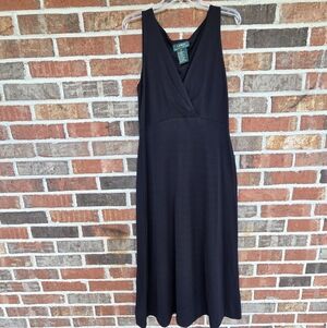 Lauren Ralph Lauren Black V-Neck Midi Dress Size M